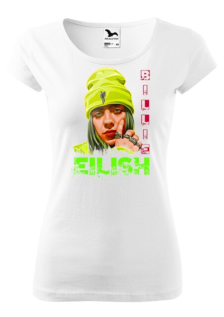 Tricou cu maneca scurta,K-off,alb,Billie Eilish green